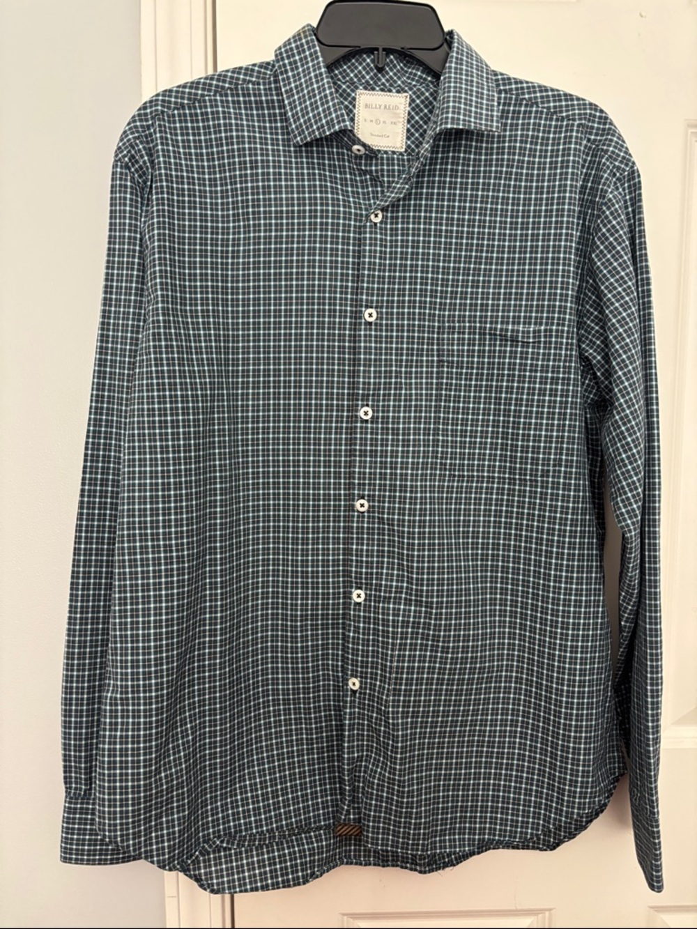 Billy Reid Blue & White Micro-Check Button-Down Shirt